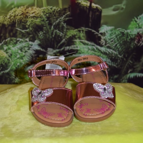 NWT ~ Laura Ashley Pink Butterfly Embellished Sandal 6 - Picture 3 of 6
